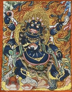编号118-1594106:彩绘小唐卡-六臂玛哈嘎拉(长方形·5*4CM左右)