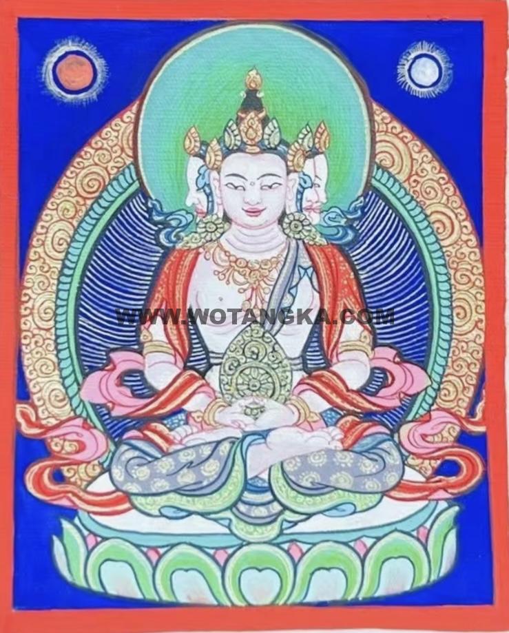 编号118-1644970：彩绘小唐卡-四面大日如来（长方形·5*4CM左右）