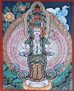 编号118-1651355:彩绘小唐卡-千手观音(长方形·5*4CM左右)