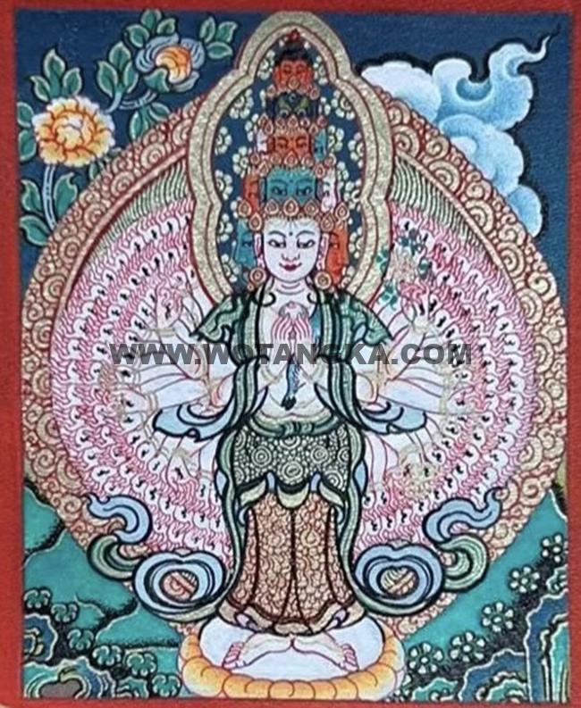 编号118-1651355：彩绘小唐卡-千手观音（长方形·5*4CM左右）