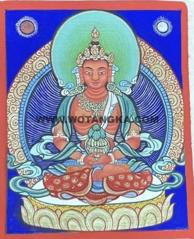 编号118-1662538：彩绘小唐卡-长寿佛（长方形·5*4CM左右）