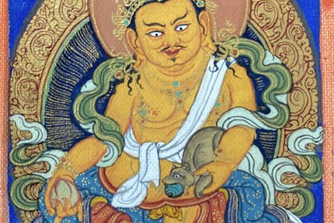 编号118-1688588：彩绘小唐卡-黄财神（长方形·5*4CM左右）