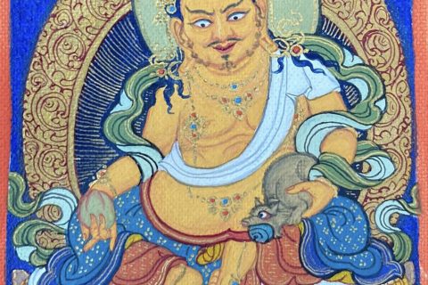 编号118-1741653：彩绘小唐卡-黄财神（长方形·5*4CM左右）