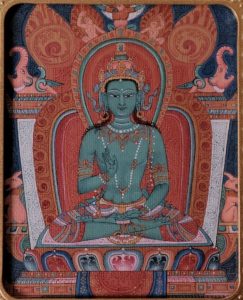 编号118-1834412:彩绘小唐卡-不空成就如来(长方形·5*4CM左右)