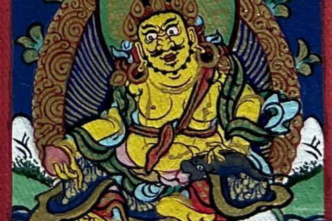 编号118-1851431：彩绘小唐卡-黄财神（长方形·5*4CM左右）