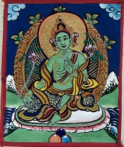 编号118-1882524：彩绘小唐卡-绿度母（长方形·5*4CM左右）