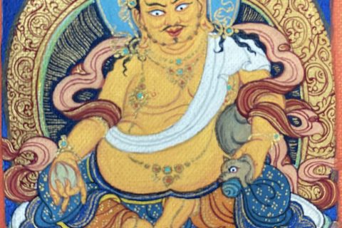 编号118-1891201：彩绘小唐卡-黄财神（长方形·5*4CM左右）