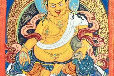 编号118-1925060：彩绘小唐卡-黄财神（长方形·5*4CM左右）