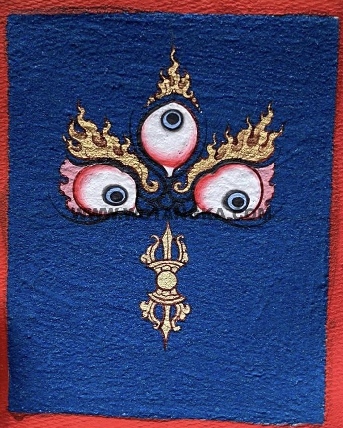 编号118-2020122：彩绘小唐卡-金刚手菩萨·金刚眼（长方形·5*4CM左右）