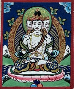 编号118-2073496：彩绘小唐卡-四面大日如来（长方形·5*4CM左右）