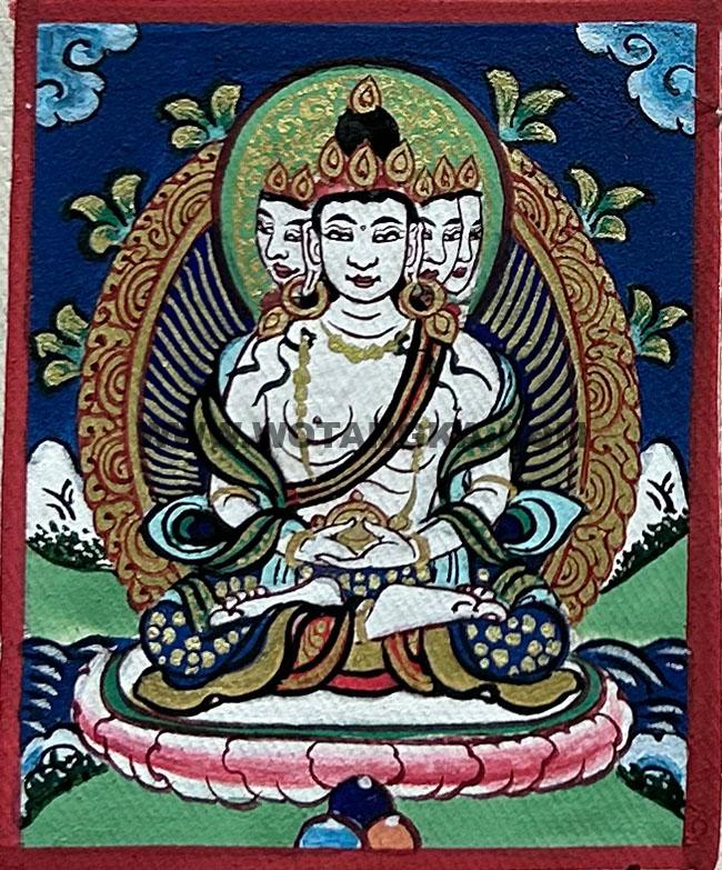 编号118-2073496：彩绘小唐卡-四面大日如来（长方形·5*4CM左右）