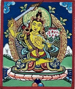 编号118-2138366:彩绘小唐卡-文殊菩萨(长方形·5*4CM左右)