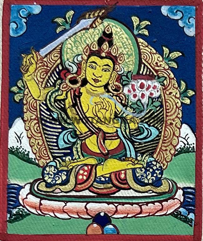 编号118-2138366：彩绘小唐卡-文殊菩萨（长方形·5*4CM左右）
