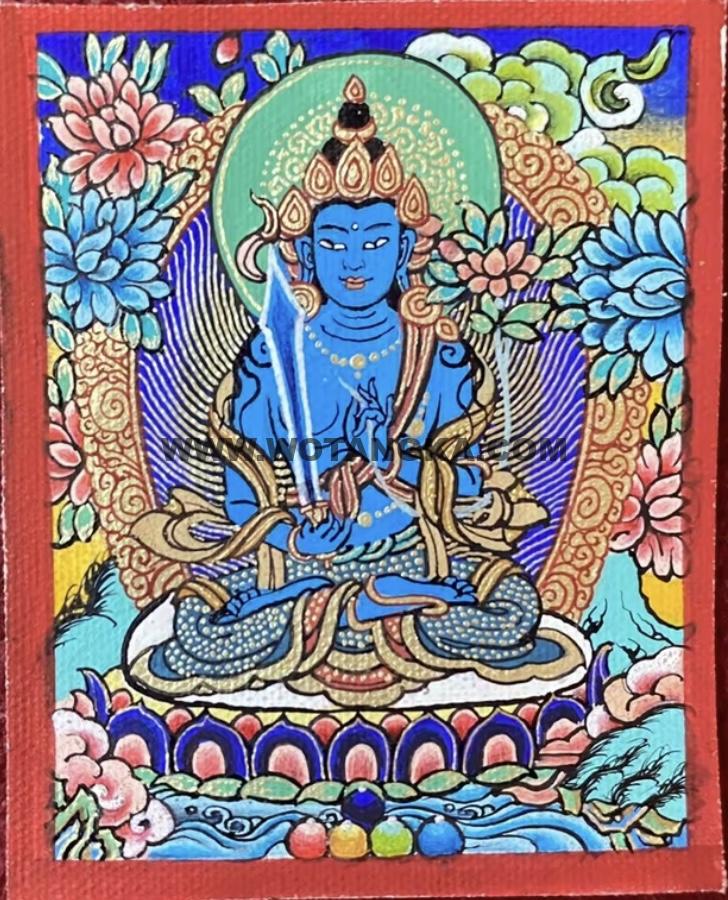 编号118-2148357：彩绘小唐卡-虚空藏菩萨（长方形·5*4CM左右）