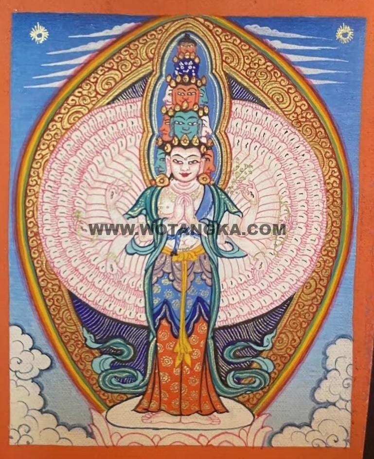 编号118-2545899：彩绘小唐卡-千手观音（长方形·5*4CM左右）