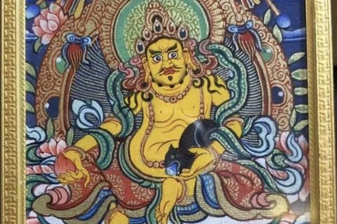 编号118-2627327：彩绘小唐卡-黄财神（长方形·5*4CM左右）