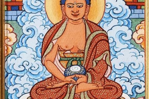 编号118-2861322：彩绘小唐卡-阿弥陀佛（长方形·5*4CM左右）