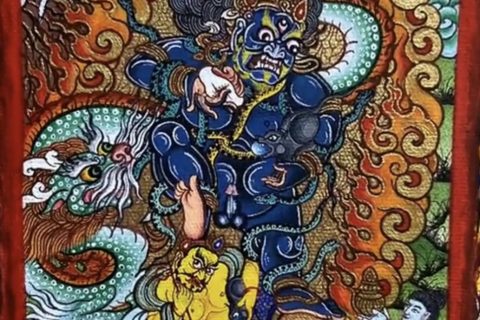 编号118-2982908：彩绘小唐卡-黑财神（长方形·5*4CM左右）