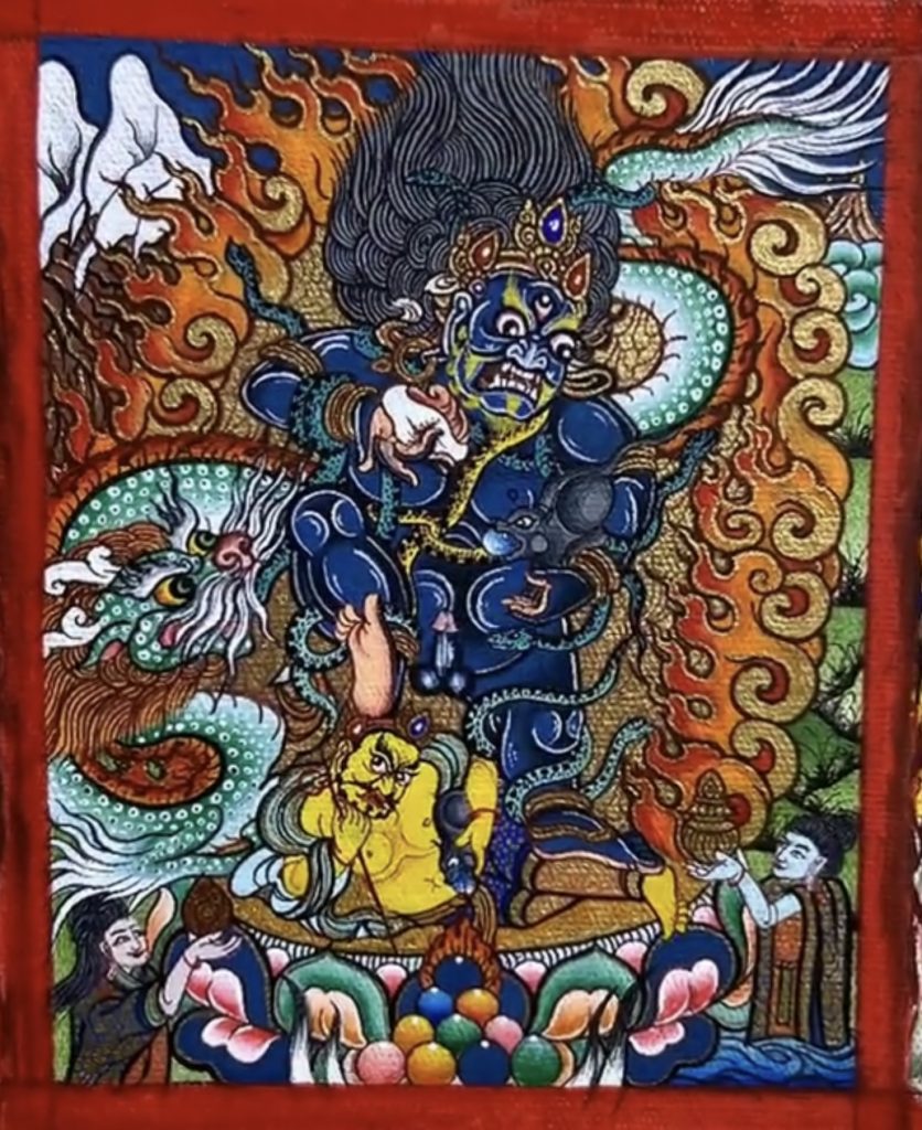 编号118-2982908：彩绘小唐卡-黑财神（长方形·5*4CM左右）