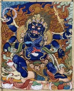 编号118-3365913:彩绘小唐卡-六臂玛哈嘎拉(长方形·5*4CM左右)