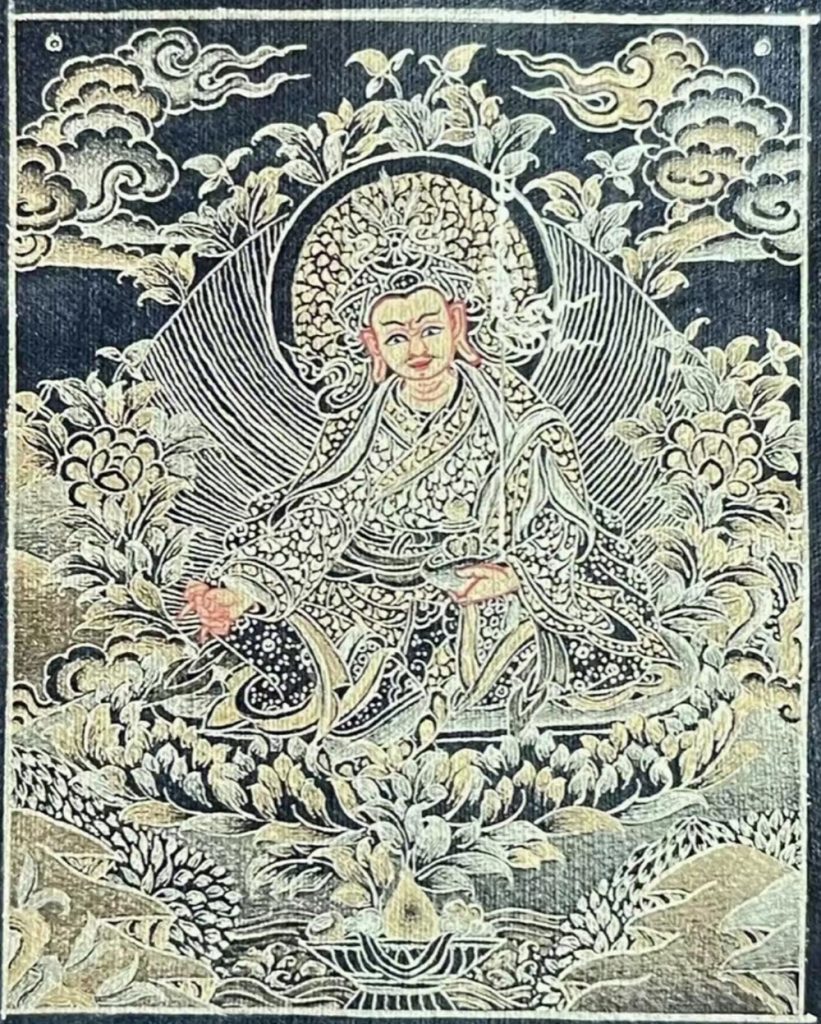 编号118-3367110：黑金小唐卡-莲花生大士（长方形·5*4CM左右）