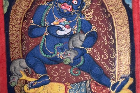 编号118-3372385：彩绘小唐卡-黑财神（长方形·5*4CM左右）