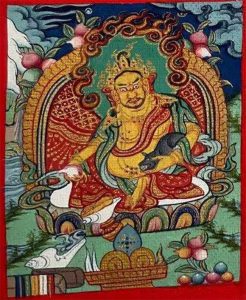 编号118-3560026:彩绘小唐卡-黄财神(长方形·5*4CM左右)