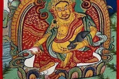 编号118-3560026：彩绘小唐卡-黄财神（长方形·5*4CM左右）