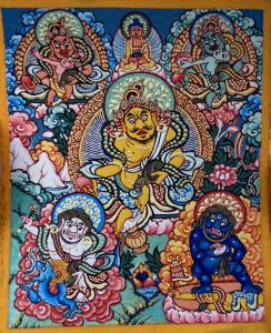 编号118-3912321：彩绘小唐卡-五方财神（长方形·5*4CM左右）