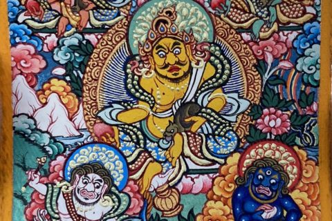 编号118-3912321：彩绘小唐卡-五方财神（长方形·5*4CM左右）