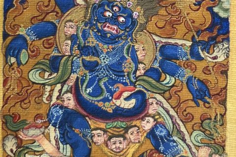 编号118-3977109：彩绘小唐卡-六臂玛哈嘎拉（长方形·5*4CM左右）