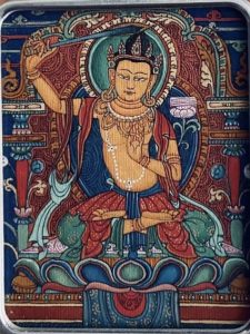 编号118-4045434：彩绘小唐卡-文殊菩萨（长方形·5*4CM左右）