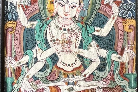 编号118-4242920：彩绘小唐卡-尊胜佛母（长方形·5*4CM左右）