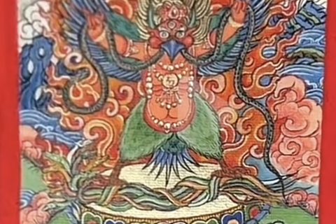 编号118-4274015：彩绘小唐卡-大鹏金翅鸟（长方形·5*4CM左右）