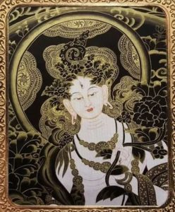 编号118-4480031:黑金小唐卡-白度母(长方形·5*4CM左右)