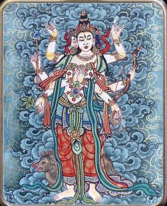 编号118-4609372:彩绘小唐卡-光明佛母·摩利支天(长方形·5*4CM左右)