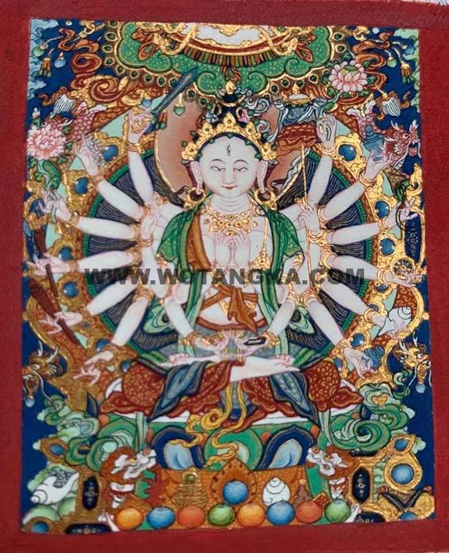 编号118-4650501：彩绘小唐卡-准提佛母（长方形·5*4CM左右）