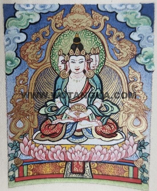 编号118-4885122：彩绘小唐卡-四面大日如来（长方形·5*4CM左右）