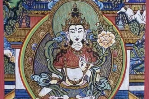 编号118-4904586：彩绘小唐卡-白度母（长方形·5*4CM左右）