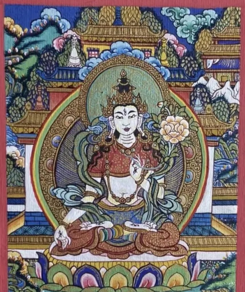 编号118-4904586：彩绘小唐卡-白度母（长方形·5*4CM左右）