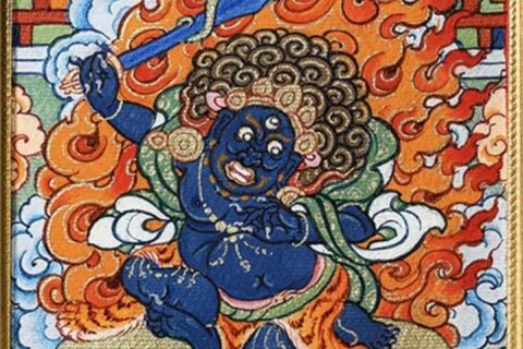 编号118-4988968：彩绘小唐卡-不动明王（长方形·5*4CM左右）