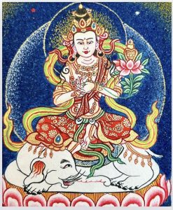 编号118-5010906：彩绘小唐卡-普贤菩萨（长方形·5*4CM左右）