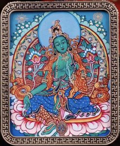 编号118-5123248:彩绘小唐卡-绿度母(长方形·5*4CM左右)