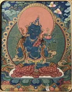 编号118-5195423:彩绘小唐卡-金刚手菩萨·寂静相(长方形·5*4CM左右)