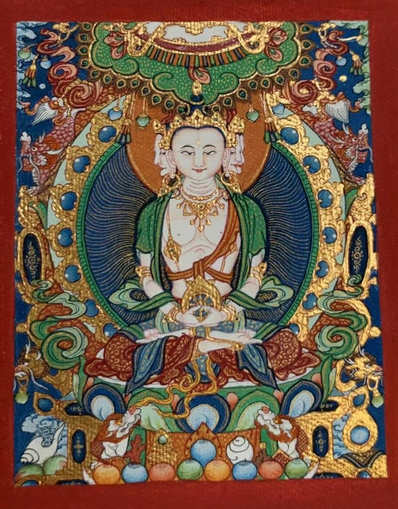 编号118-5217426：彩绘小唐卡-四面大日如来（长方形·5*4CM左右）