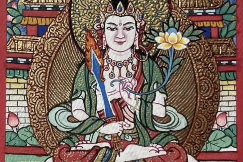 编号118-5333371：彩绘小唐卡-虚空藏菩萨（长方形·5*4CM左右）