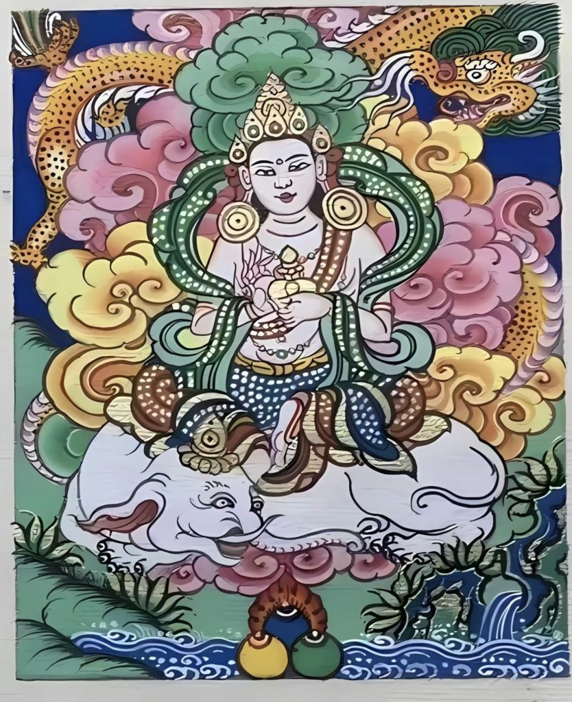 编号118-5379150：彩绘小唐卡-普贤菩萨（长方形·5*4CM左右）