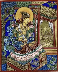 编号118-5417769:彩绘小唐卡-文殊菩萨授法宗喀巴(长方形·5*4CM左右)