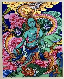 编号118-5929659:彩绘小唐卡-绿度母(长方形·5*4CM左右)