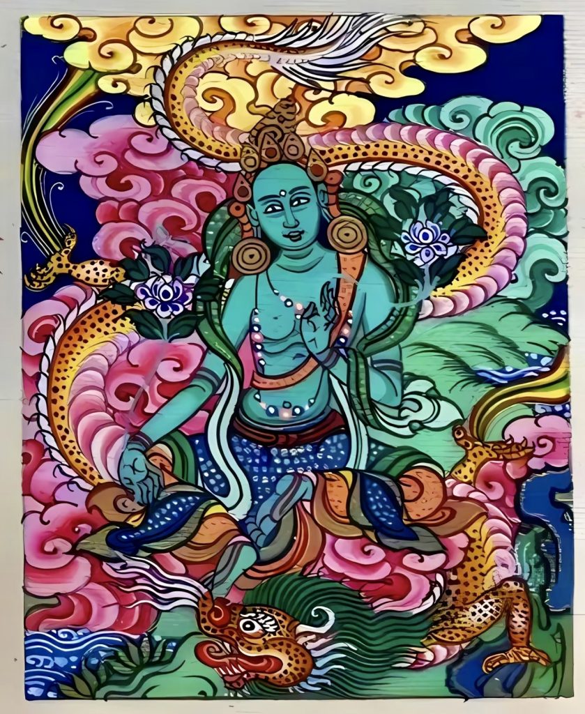 编号118-5929659：彩绘小唐卡-绿度母（长方形·5*4CM左右）
